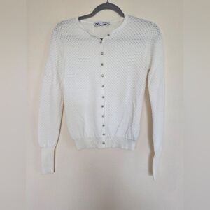 Zara White Button Down With Sparkly Buttons